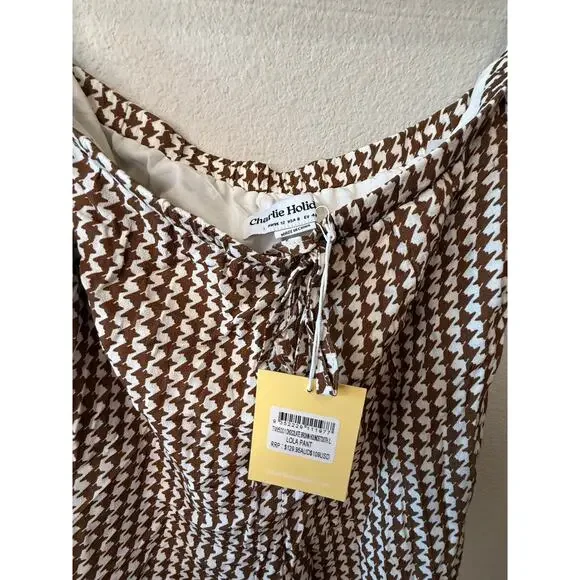 Anthropologie Charlie Holiday Lola Geometric Flare Pants Brown Womens Size Large - Picture 4 of 4